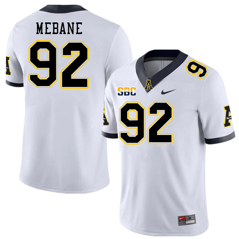 Men #92 AJ Mebane Appalachian State Mountaineers College Football Jerseys Stitched Sale-White